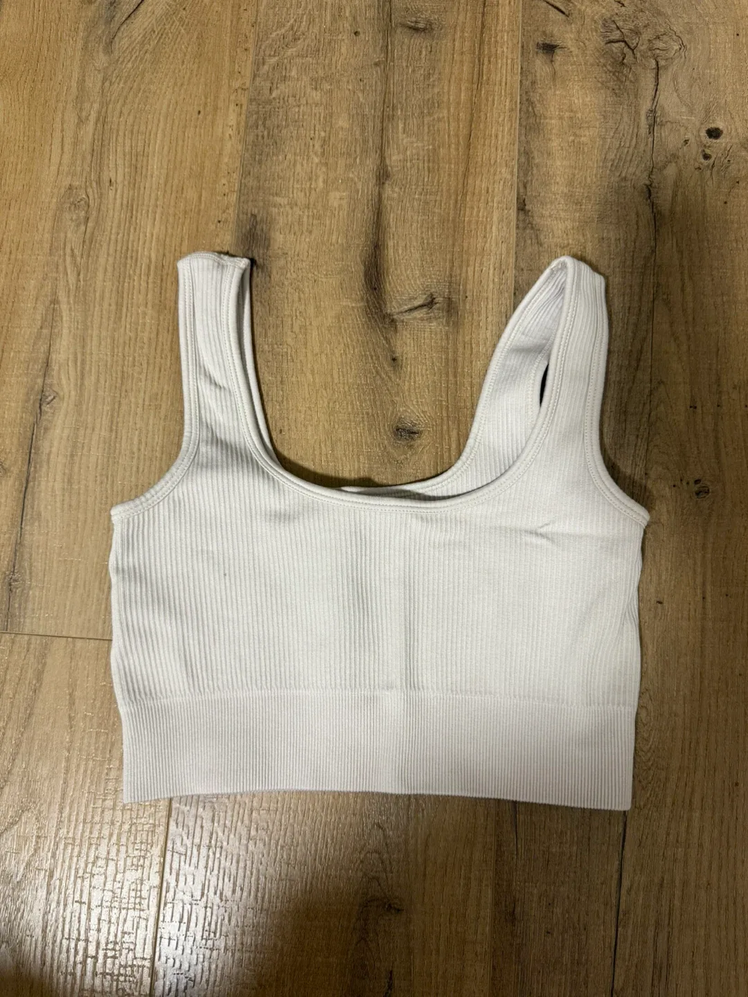 SHEIN White Ribbed Sports Bra - Size Small