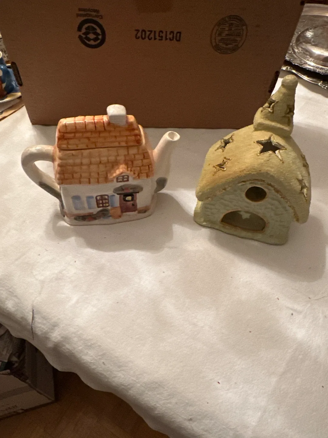 Ceramic House Teapot and Candle Holder