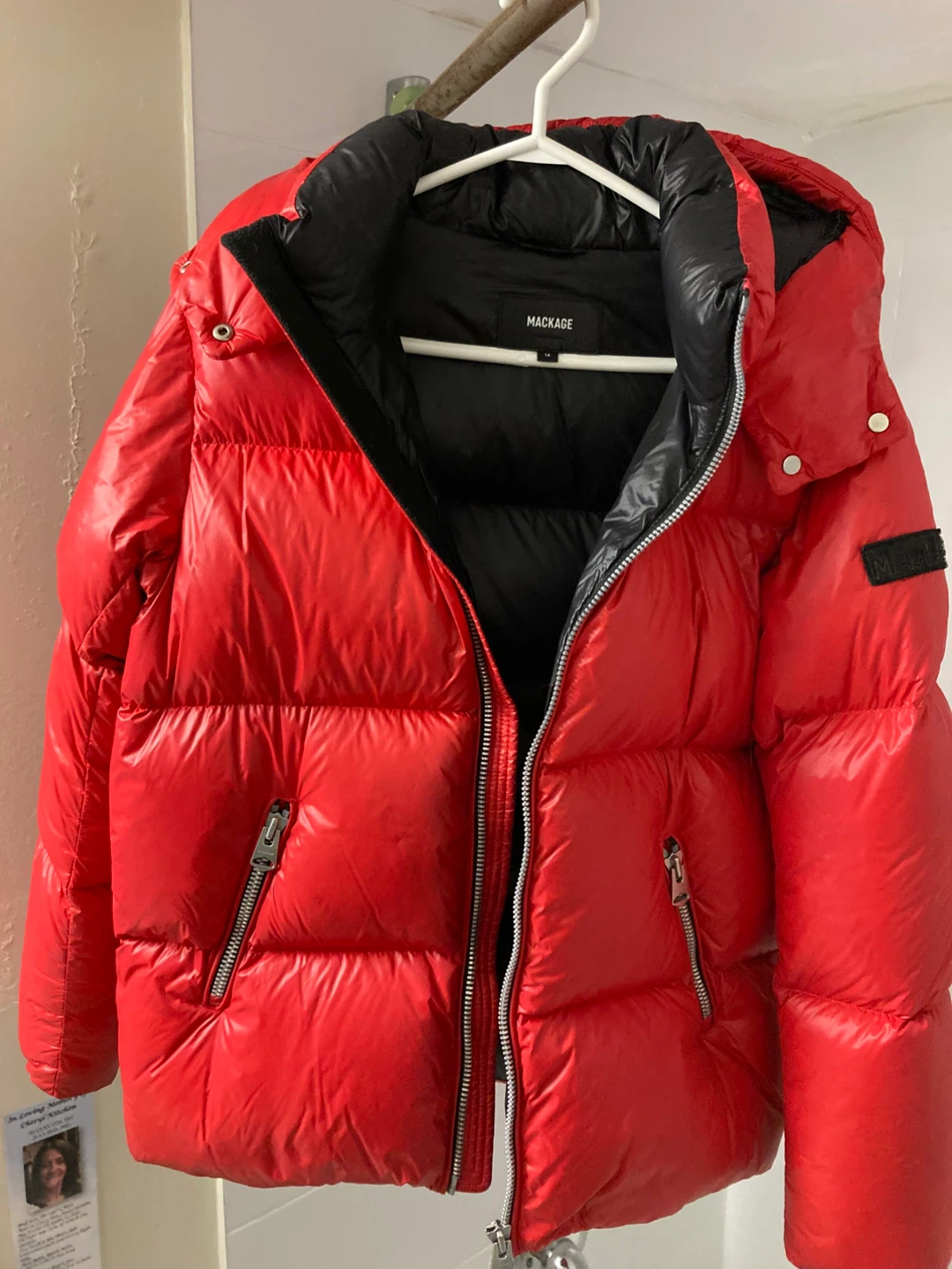 AUTHENTIC MACKAGE Red Puffer Jacket like NEW