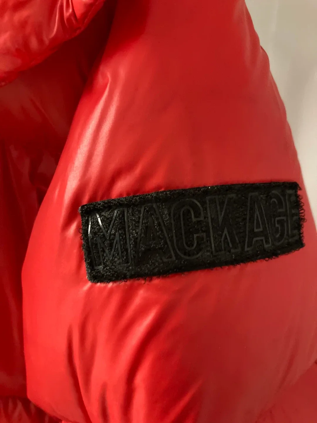 AUTHENTIC MACKAGE Red Puffer Jacket like NEW image indicator(4)