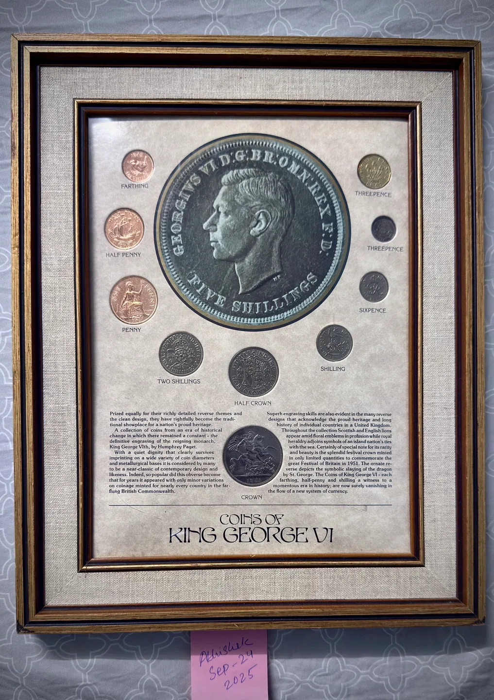 King George VI Coins Framed Set
