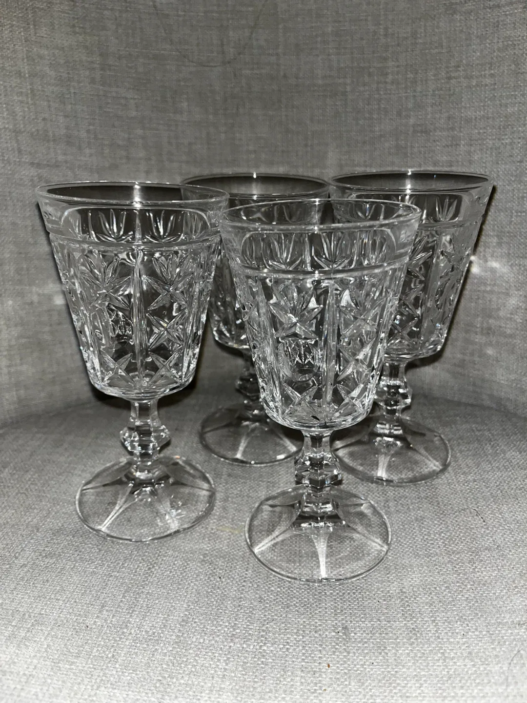 Set of 4 Vintage Crystal Wine Glasses