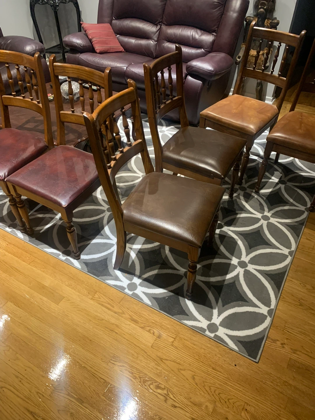 Set of 6 Wooden Dining Chairs