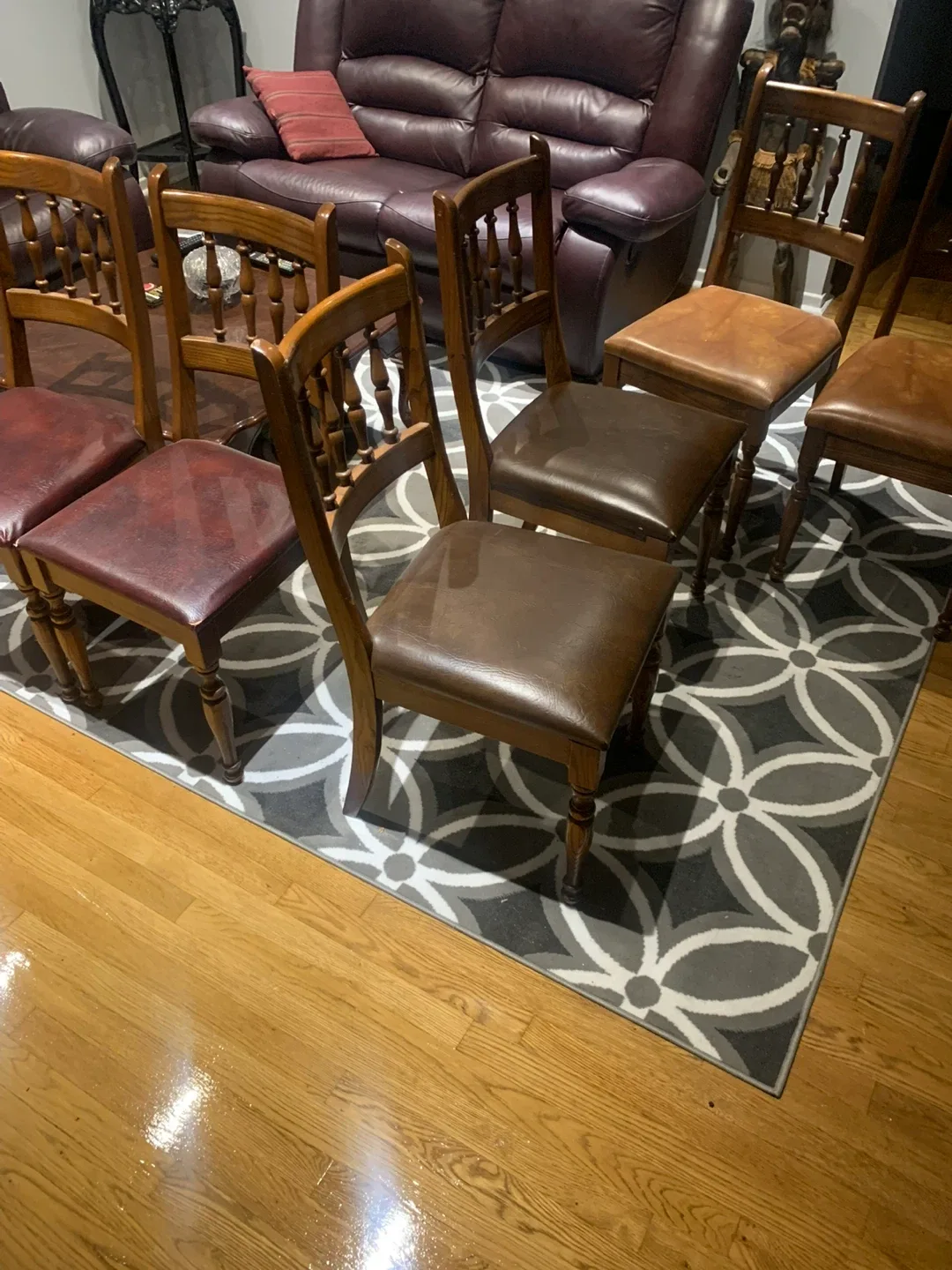 Set of 6 Wooden Dining Chairs