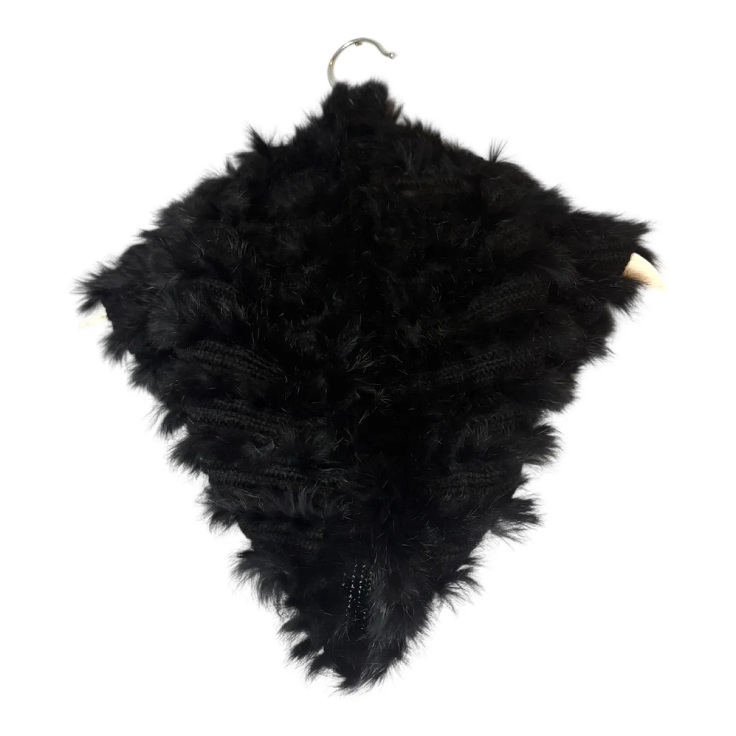 Danier Black Genuine Rabbit Fur Snood Infinity Scarf Wrap