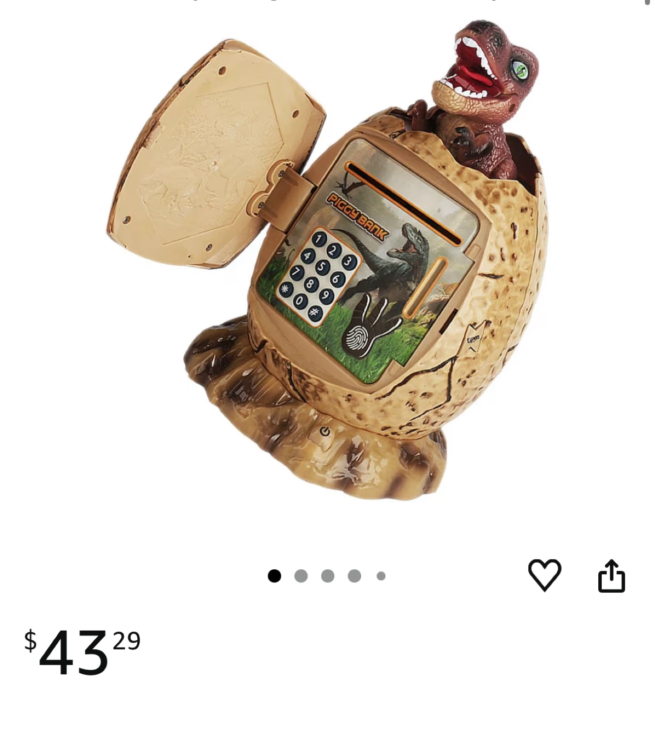 Dinosaur Egg Piggy Bank Safe