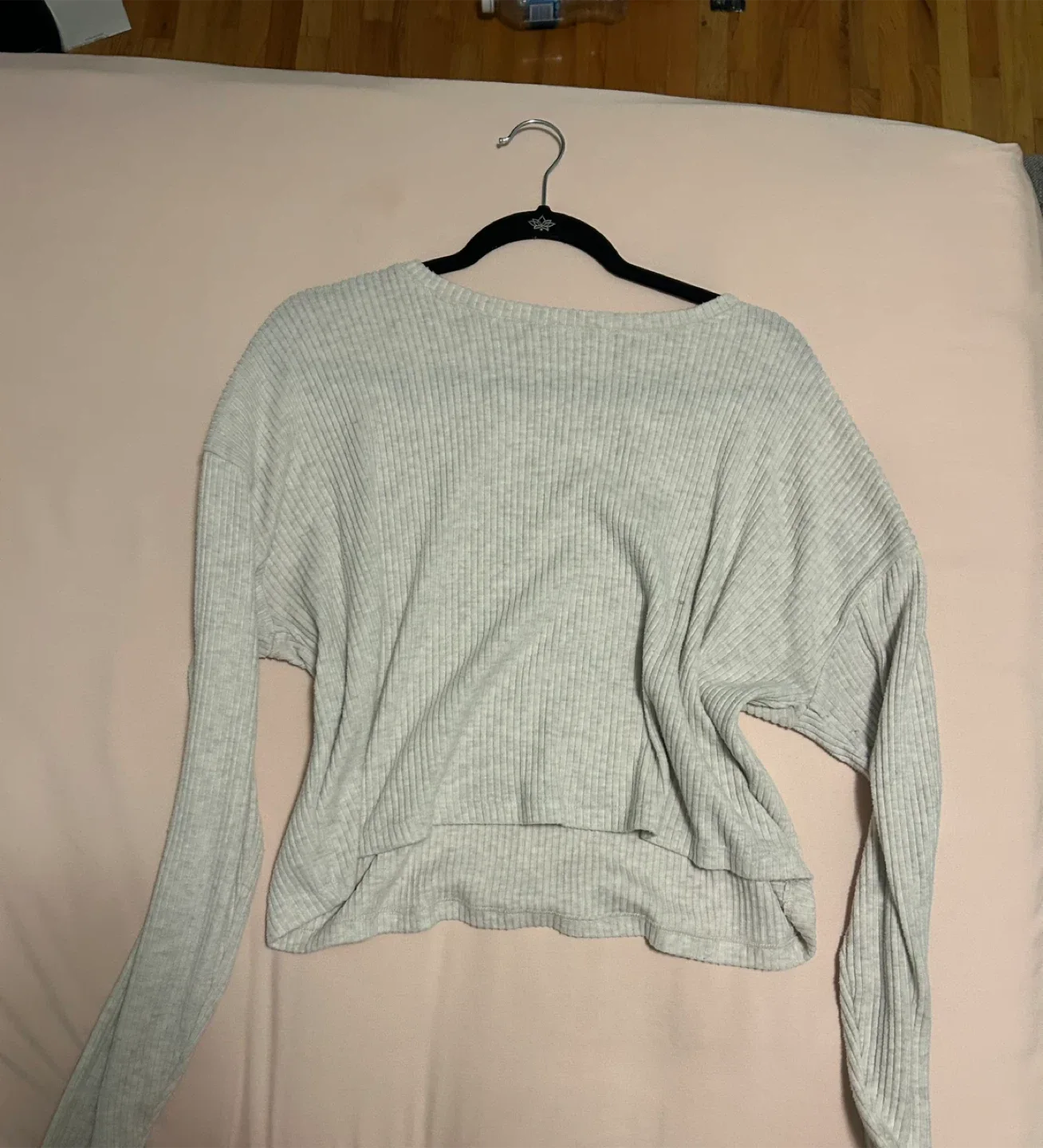 Babaton Grey Ribbed Long Sleeve Top