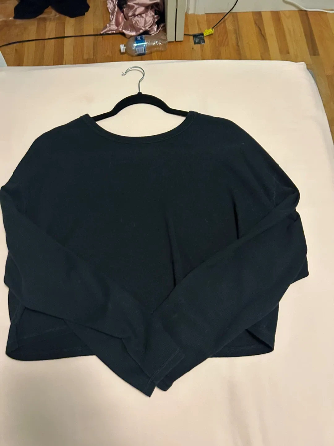 Sunday best Black Long Sleeve Crop Top
