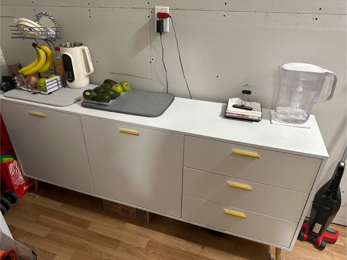White Cabinet with Gold Handles