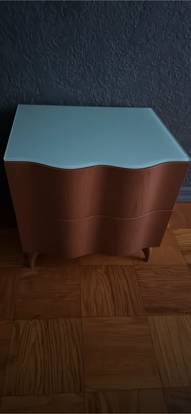 Wood Nightstand with Glass Top. Italian made