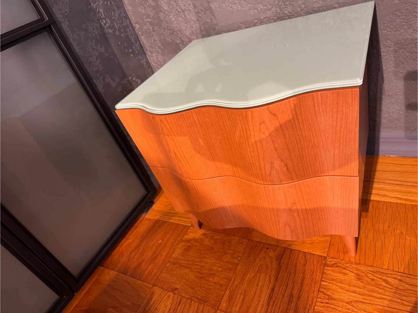 Wood Nightstand with Glass Top. Italian made - photo 4