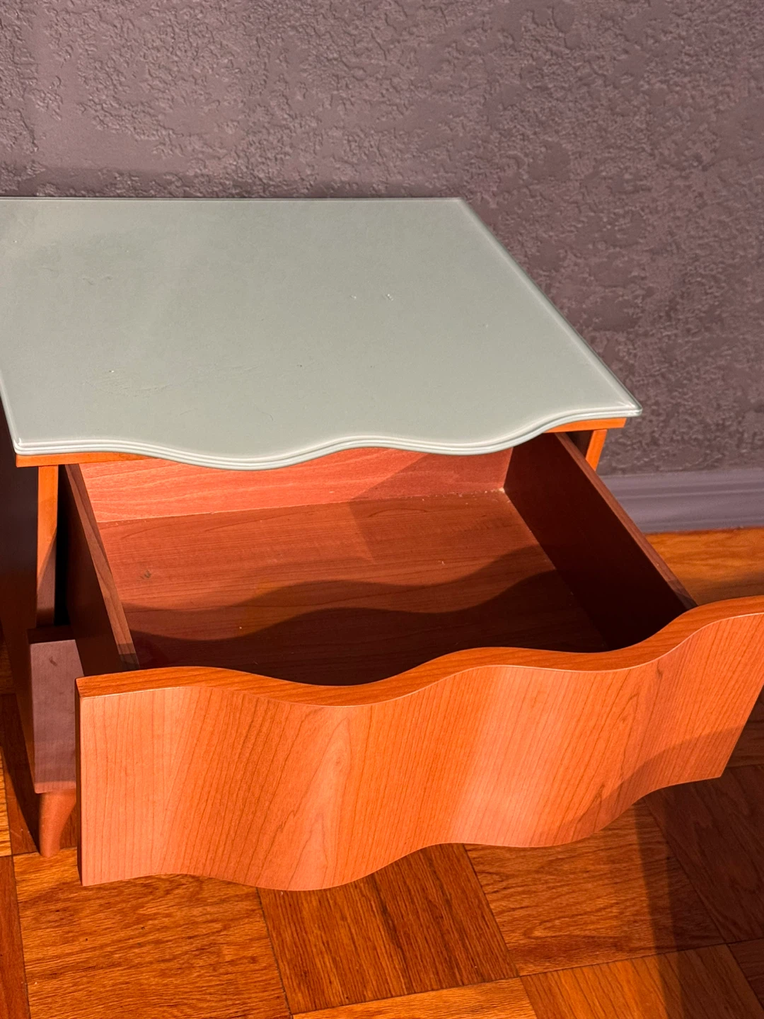 Wood Nightstand with Glass Top. Italian made - photo 2