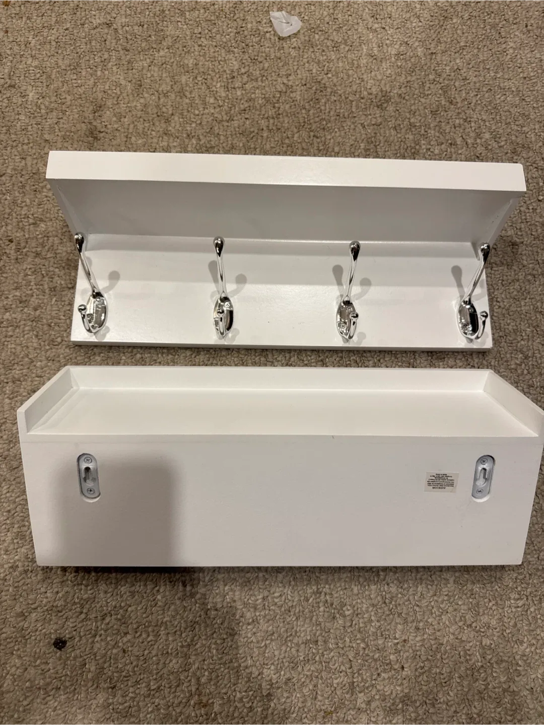 White Wall Mounted Coat Rack Shelf image indicator(2)