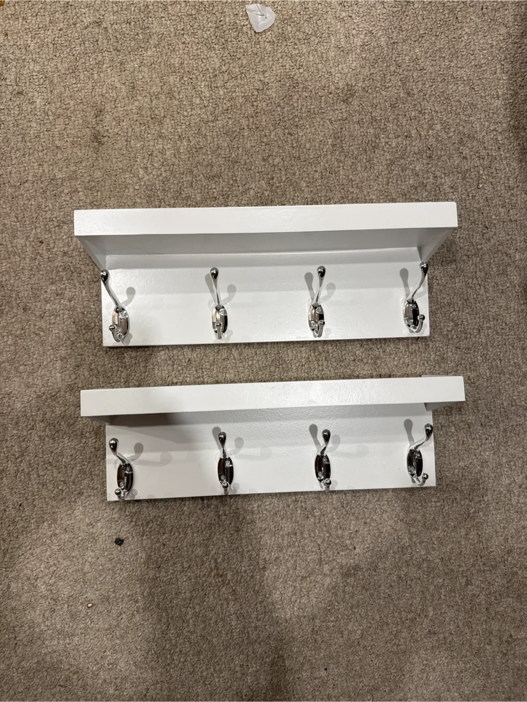 White Wall Mounted Coat Rack Shelf