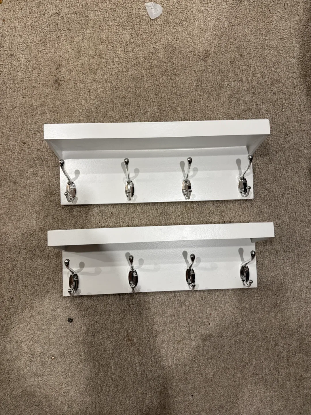 White Wall Mounted Coat Rack Shelf