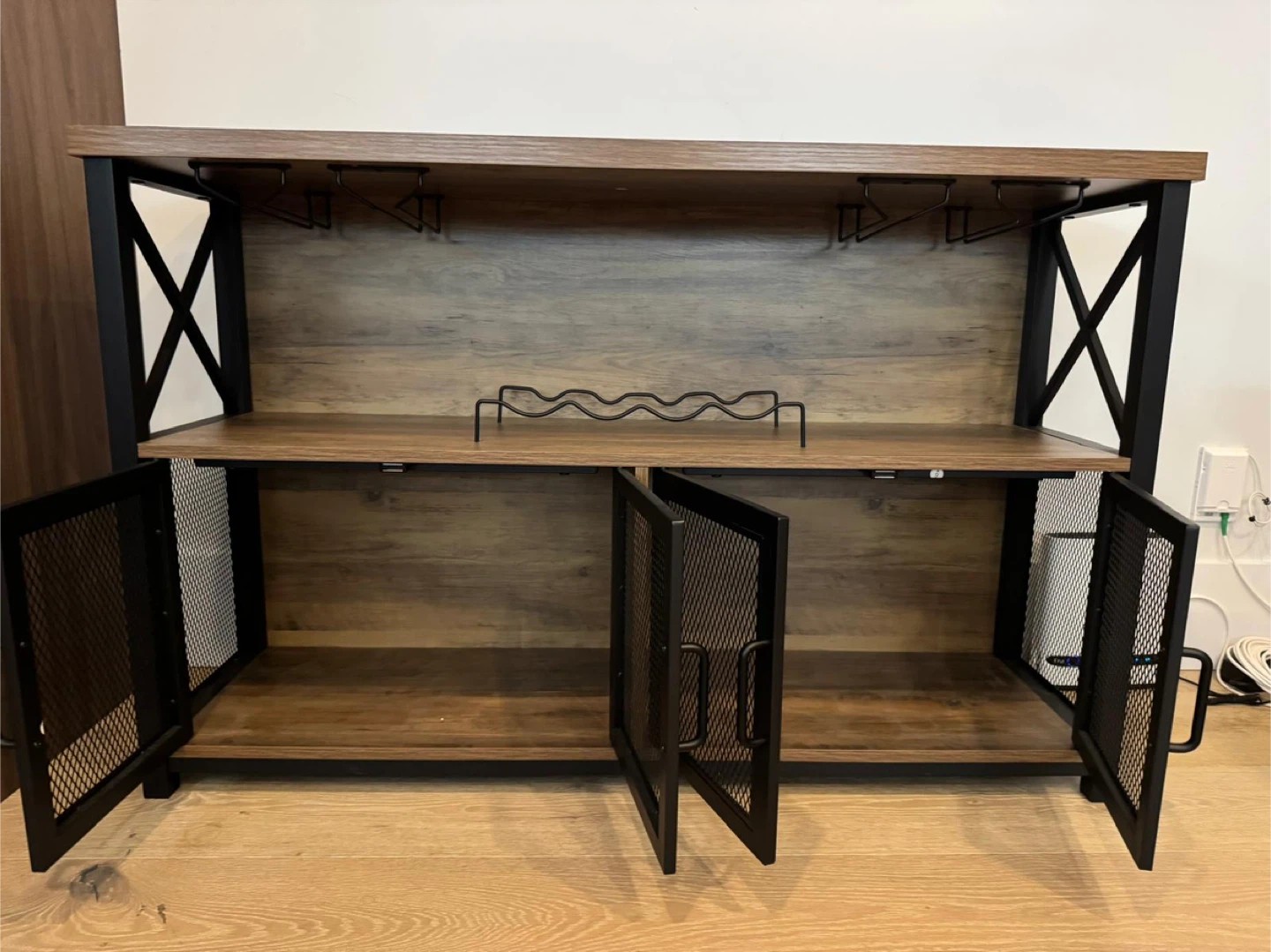 Rustic Wood & Metal Bar Cabinet - photo 2