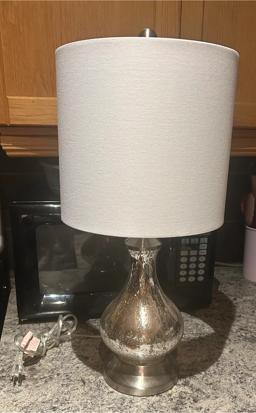 Silver mercury glass table lamp