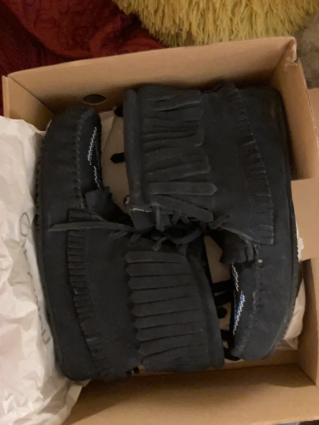 Manitobah Mukluks Lined Harvester Moccasin Suede Navy Size 10