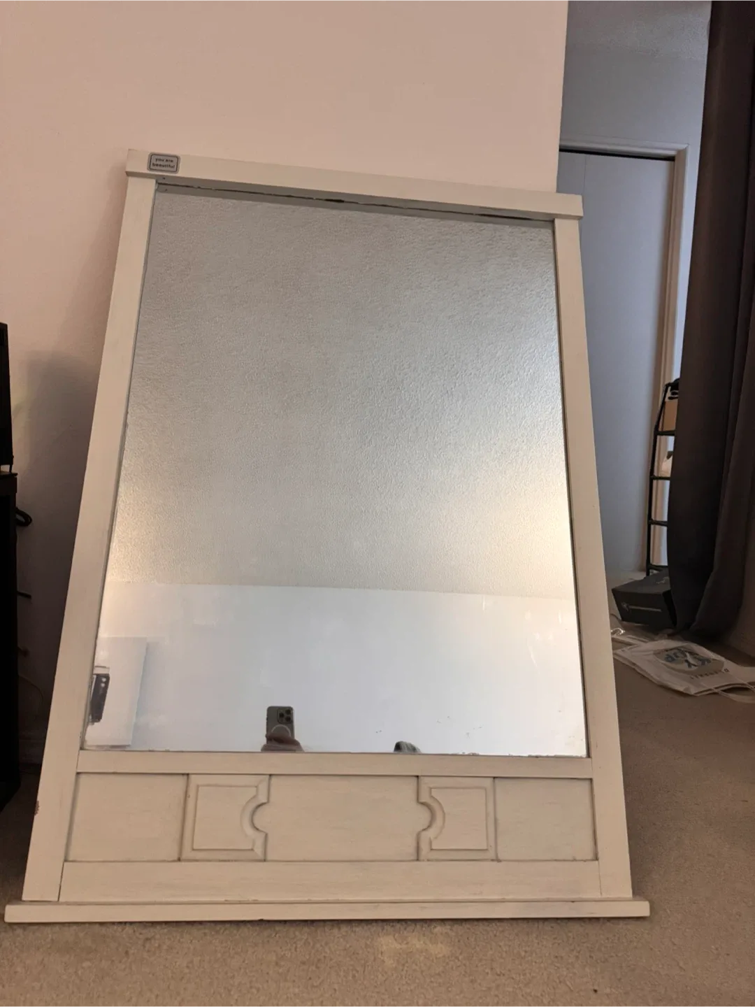 Large White Framed Mirror