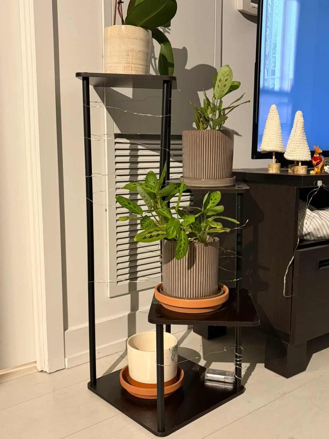 Plant Stand - Black Metal/wood