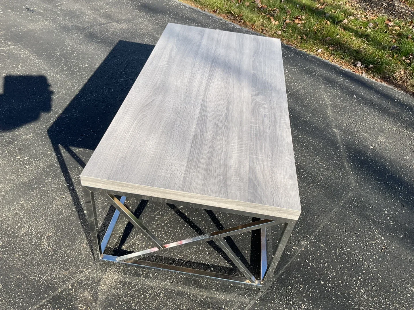 Grey Wood & Chrome Coffee Table image indicator(2)