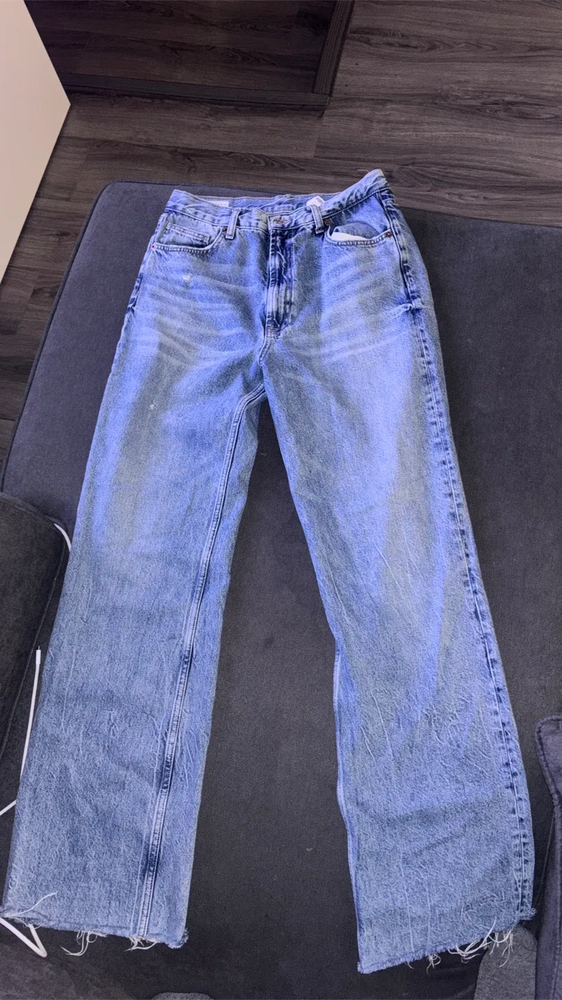Zara '90s Pinch Waist High Rise Straight Jeans
