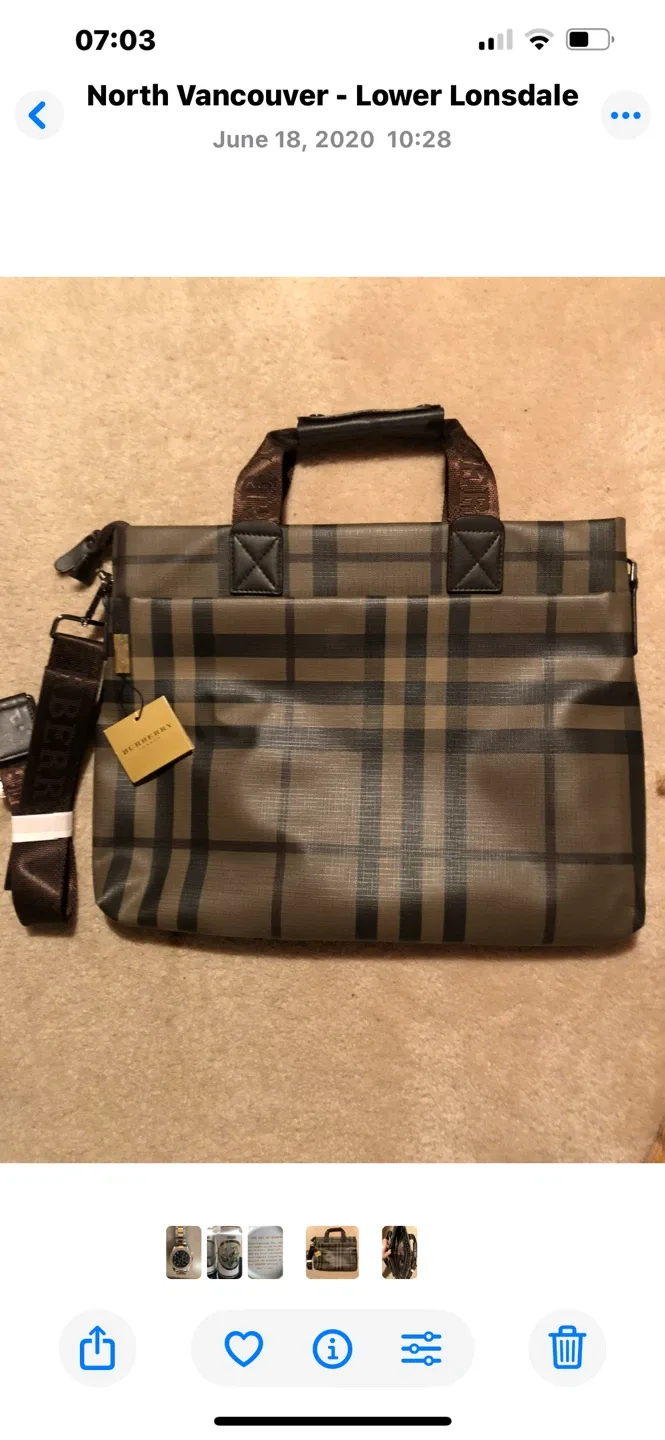 Burberry Plaid business Bag