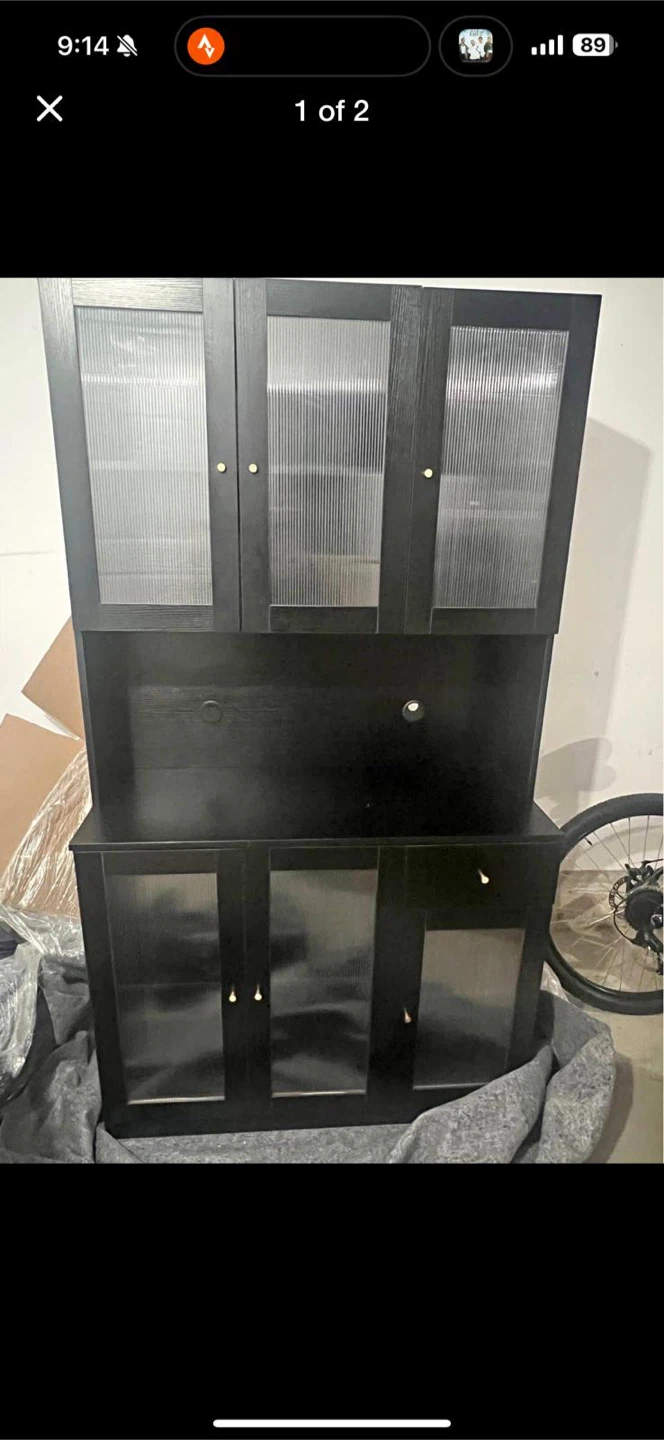 Black Cabinet with fluted windows, 38.98" x 14.96" - photo 2