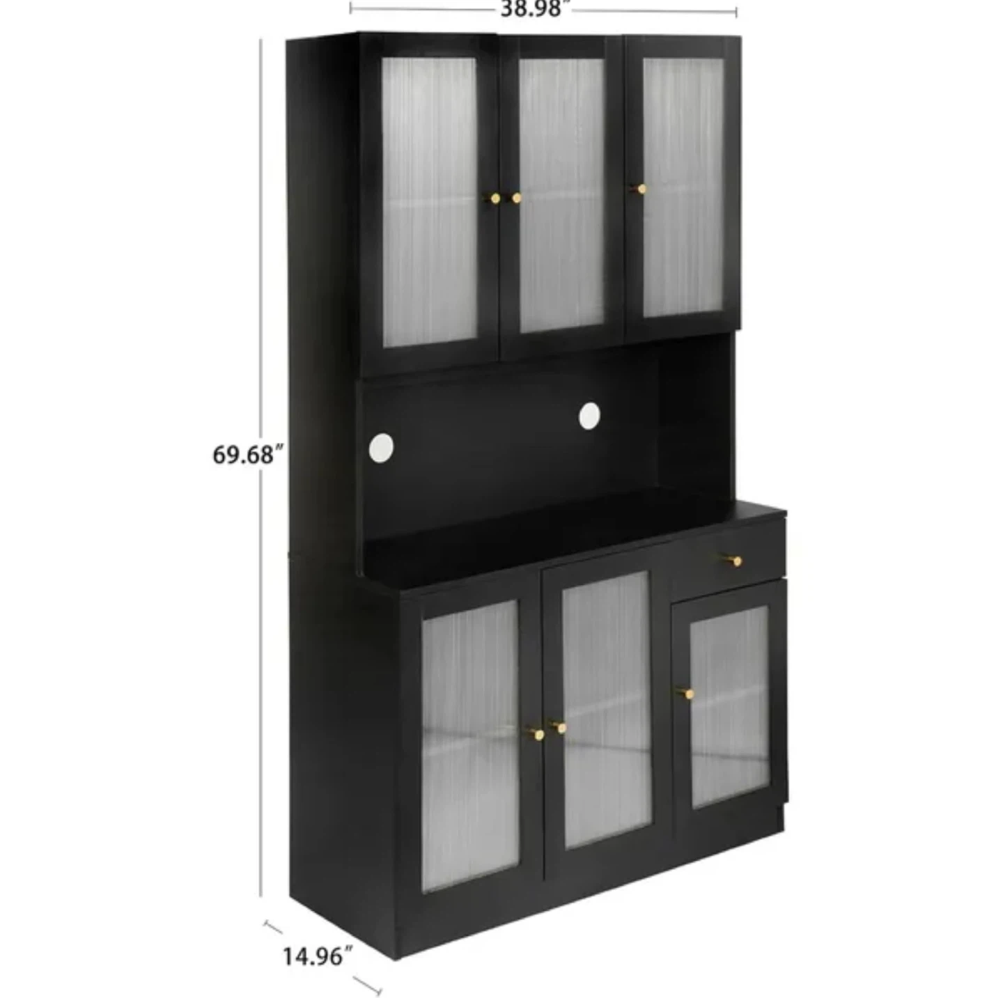 Black Cabinet with fluted windows, 38.98" x 14.96"