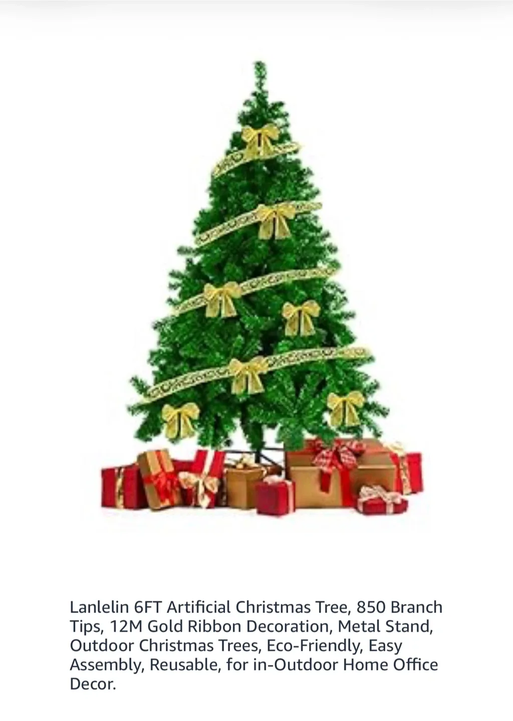 Lanlelin 6FT Artificial Christmas Tree and 30 pc ornaments