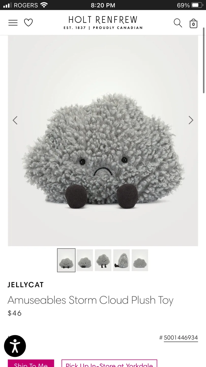 Jellycat Amuseables Storm Cloud Plush Toy image indicator(2)