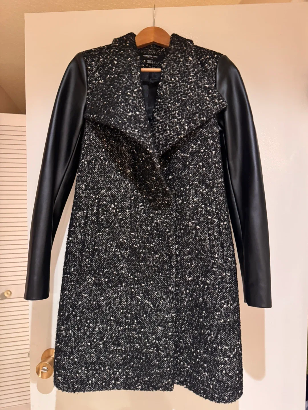 Kenneth Cole Coat with Faux Leather Sleeves image indicator(2)