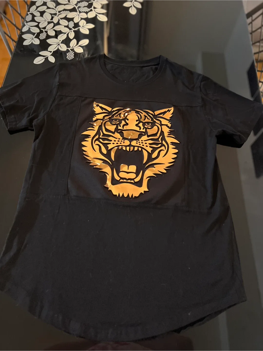 Black T-Shirt with Tiger Design