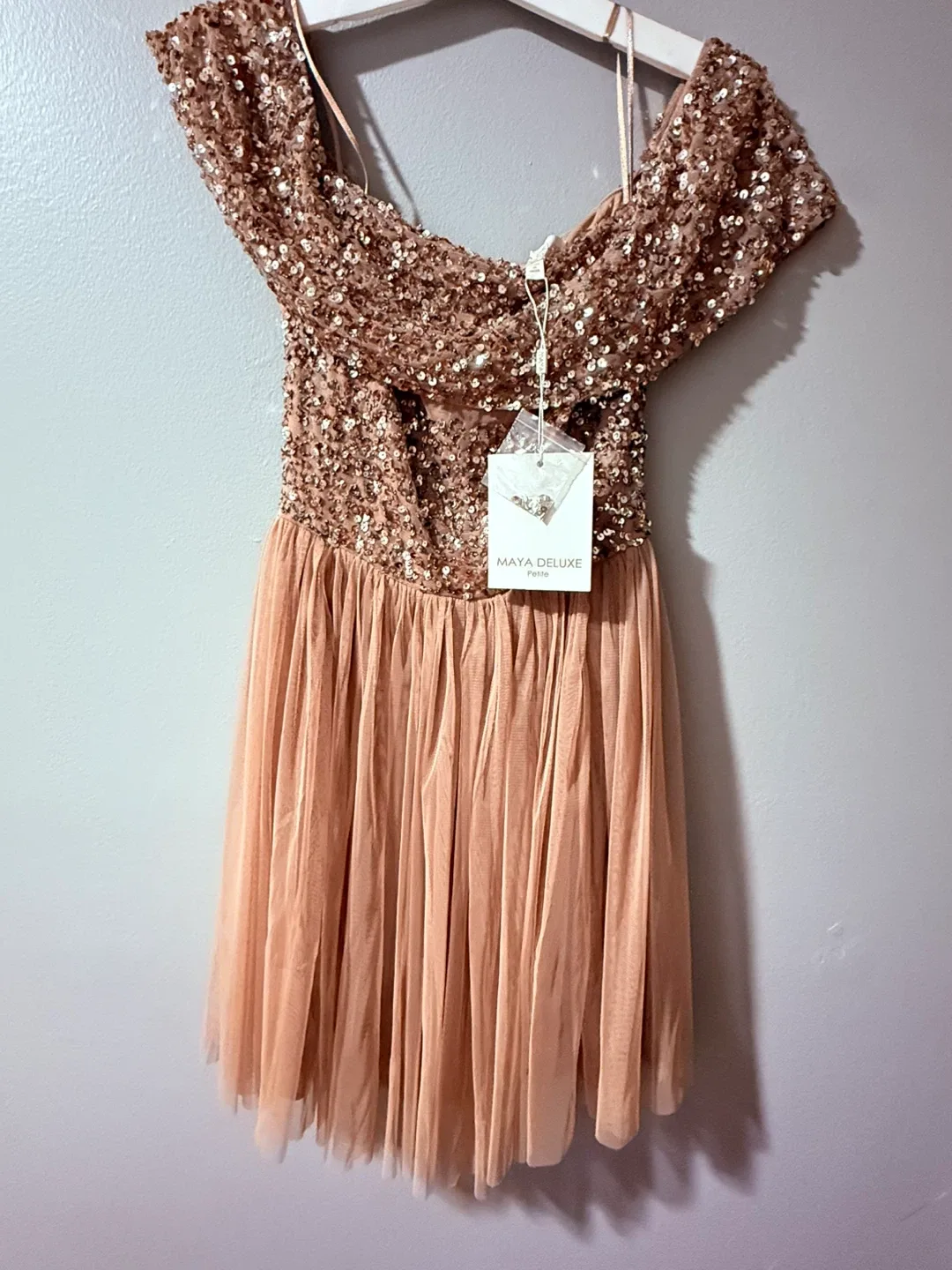 Maya Deluxe Petite Sequin Tulle Dress