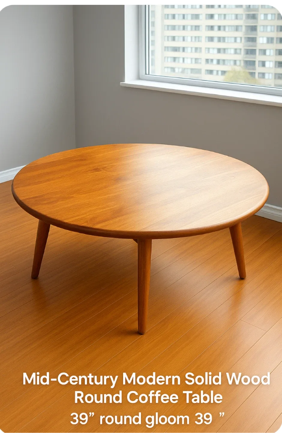 Mid-Century Modern Round Wood Coffee Table - 39"