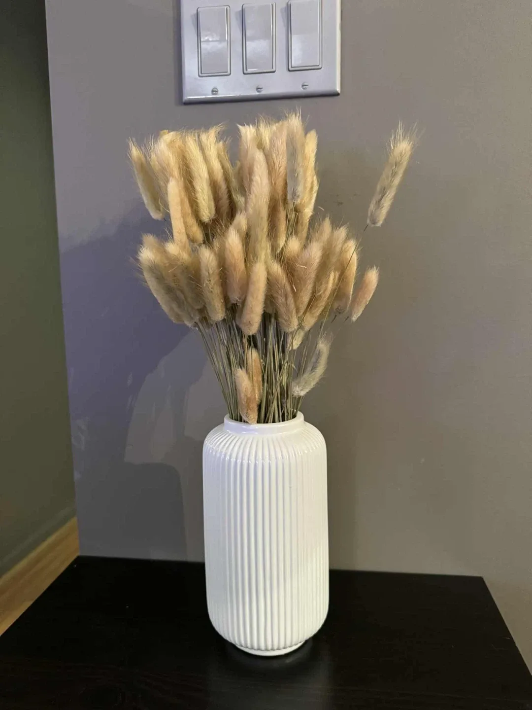 White Vase with Dried Flowers