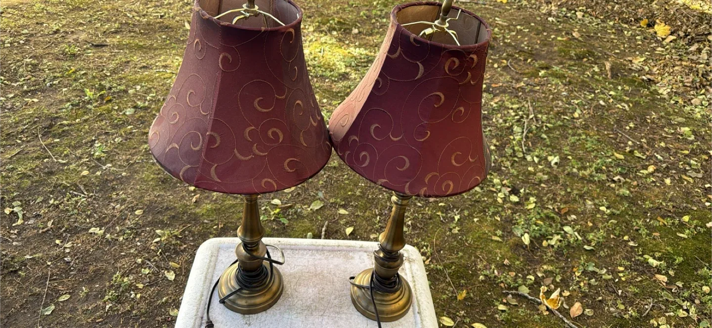 Pair of Decorative Burgundy Lamps