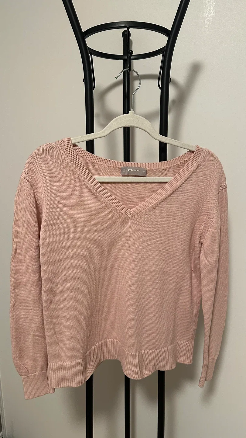EVERLANE (Worth $75 USD): 100% Cotton V-Neck Sweater, Pink