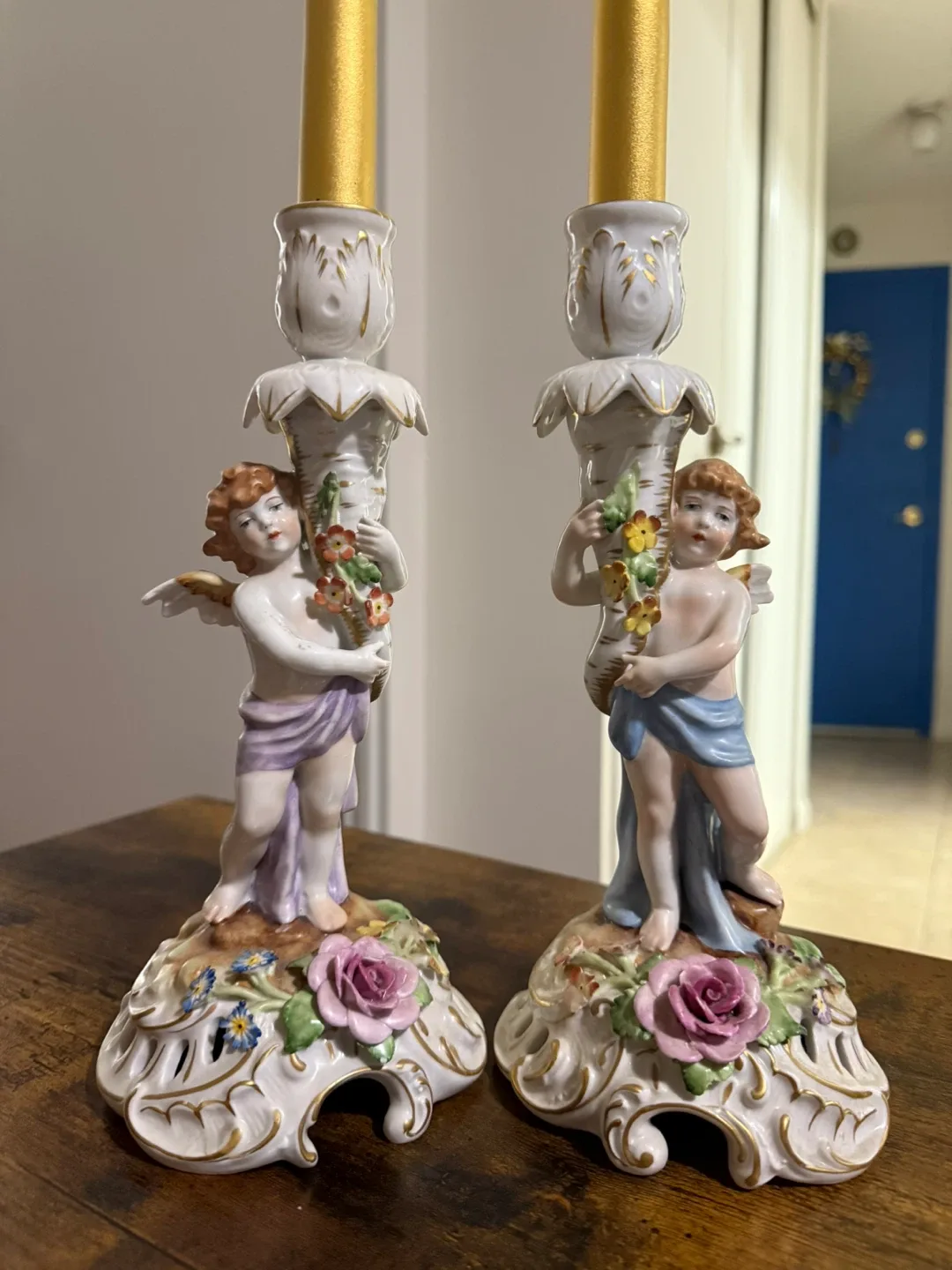 Angel Cherub Candle Holders - Pair
