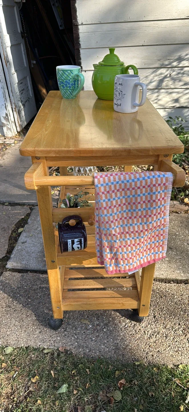 Wooden Kitchen Cart with Wheels image indicator(2)