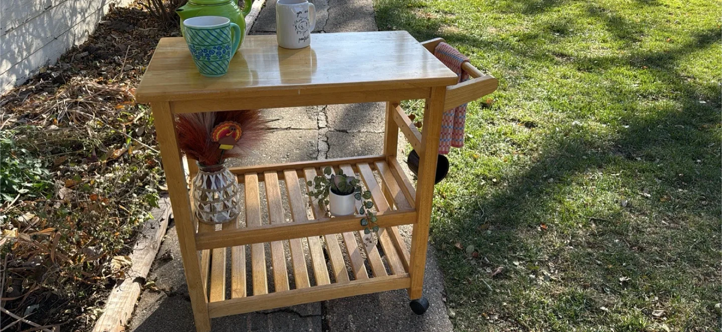 Wooden Kitchen Cart with Wheels