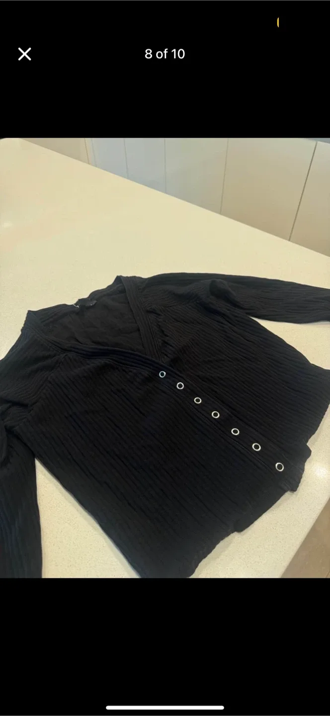 Black Ribbed Knit Cardigan