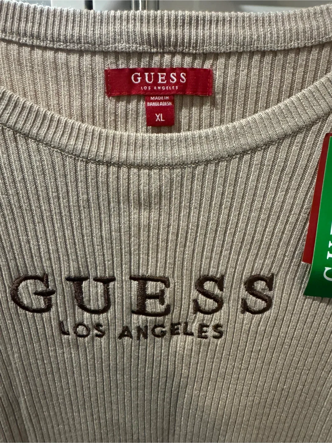 Guess Los Angeles Ribbed Top - Size XL