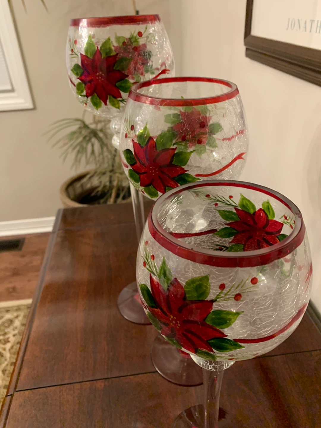 Poinsettia Stemmed candleSet of 3) - photo 2