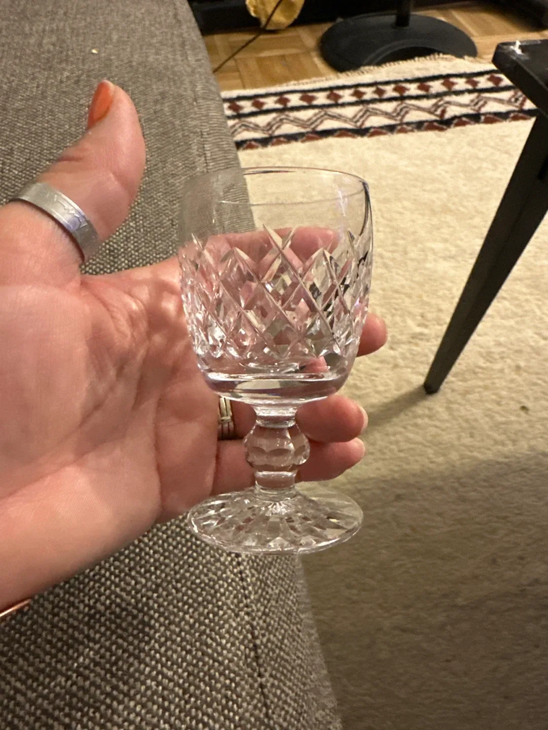 Crystal Diamond Cut Wine/Cordial Glasses