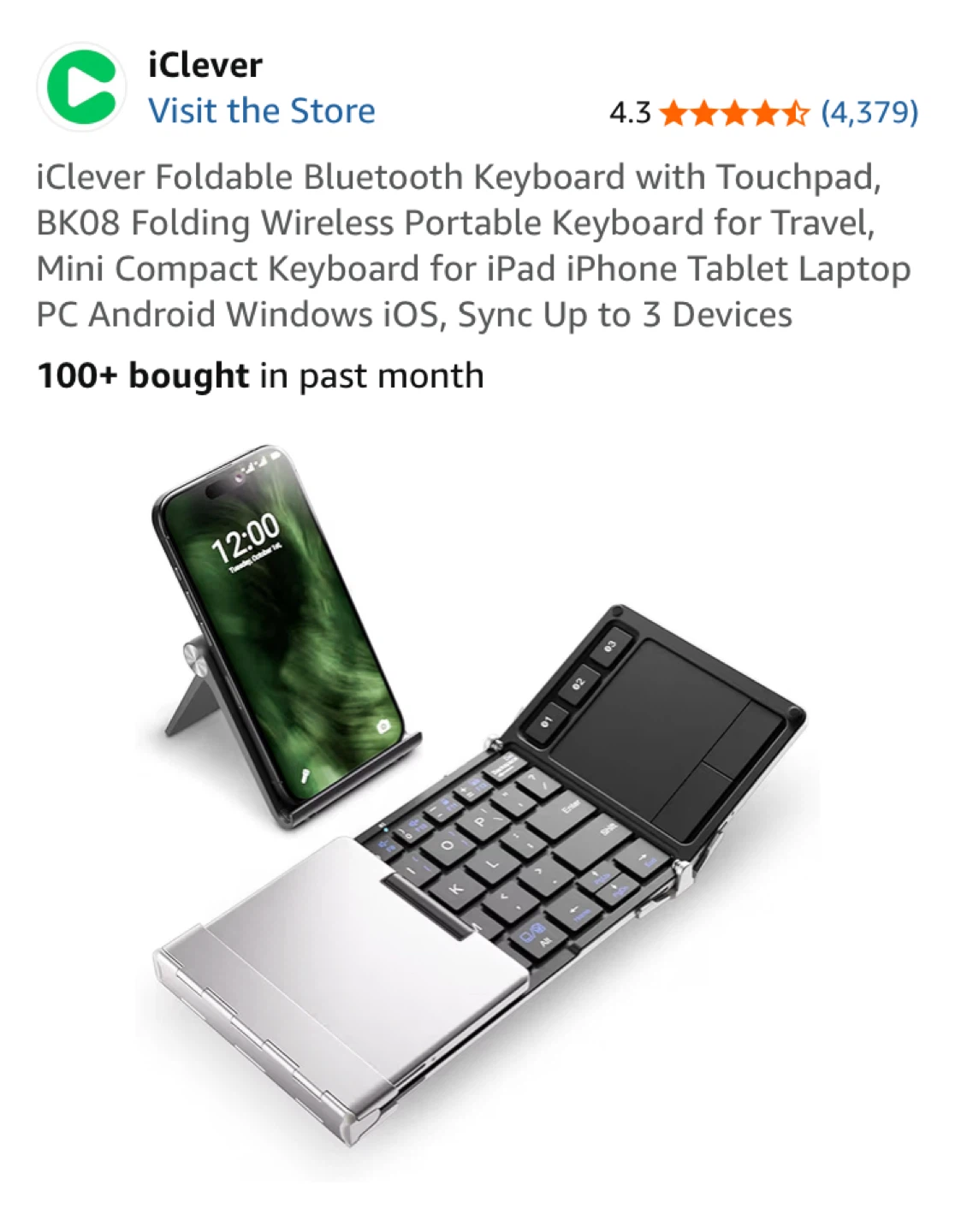 iClever BK08 Folding Bluetooth Keyboard with Touchpad - photo 2