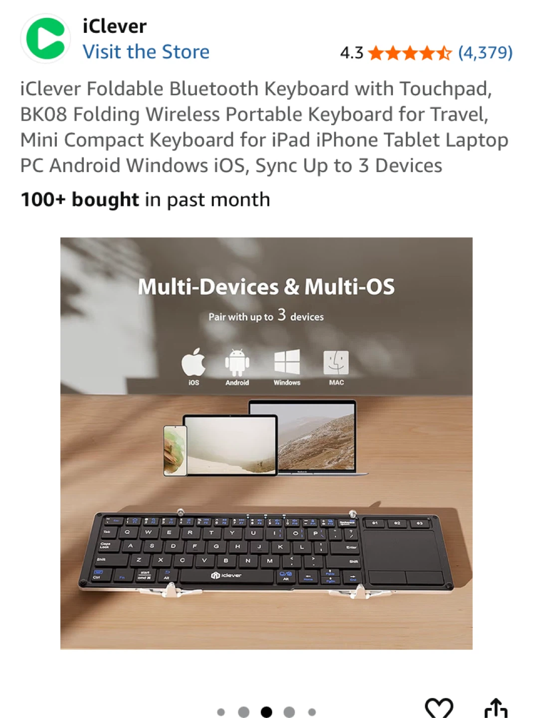 iClever BK08 Folding Bluetooth Keyboard with Touchpad - photo 4