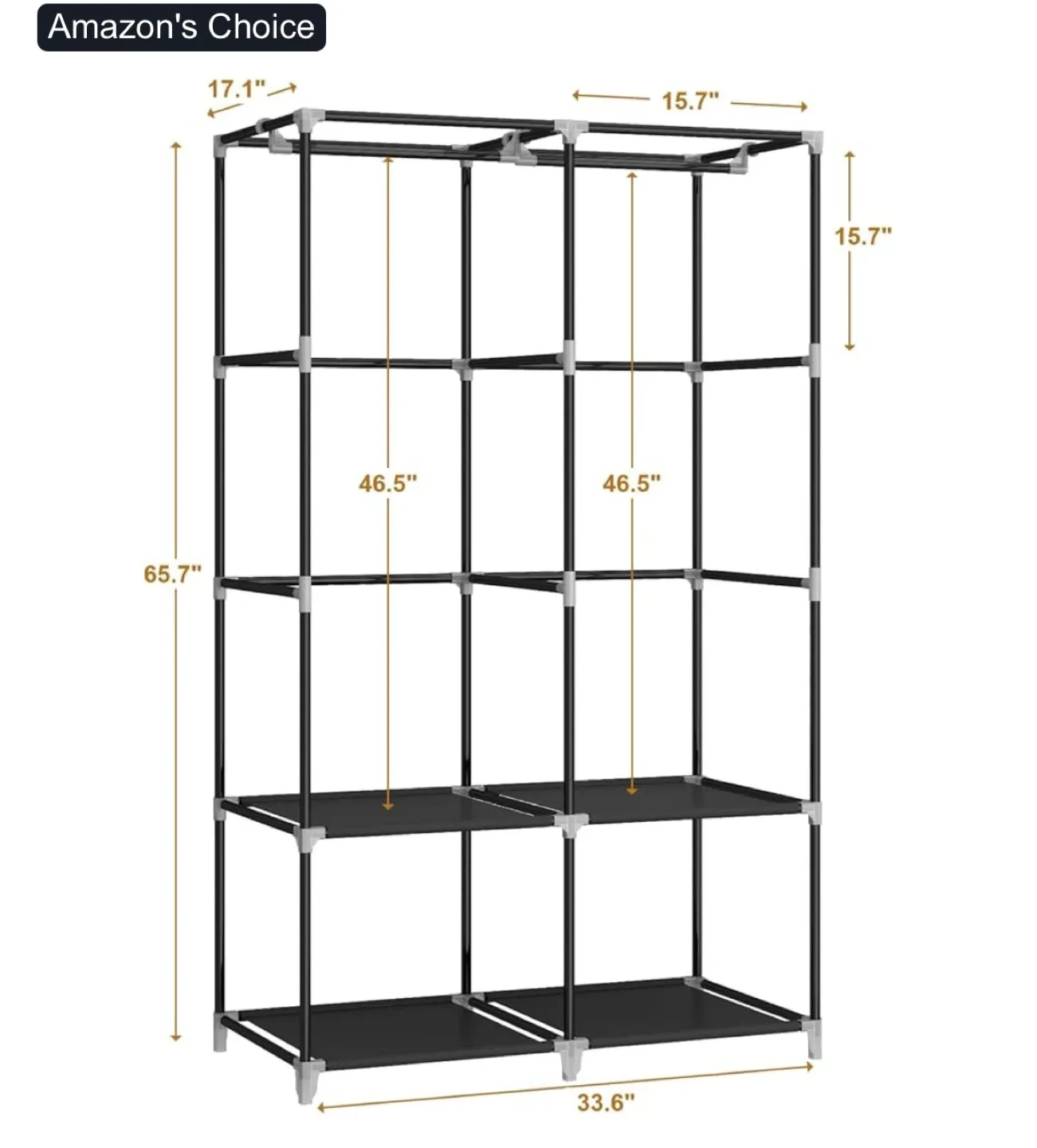 Portable Wardrobe Closet - Black image indicator(5)