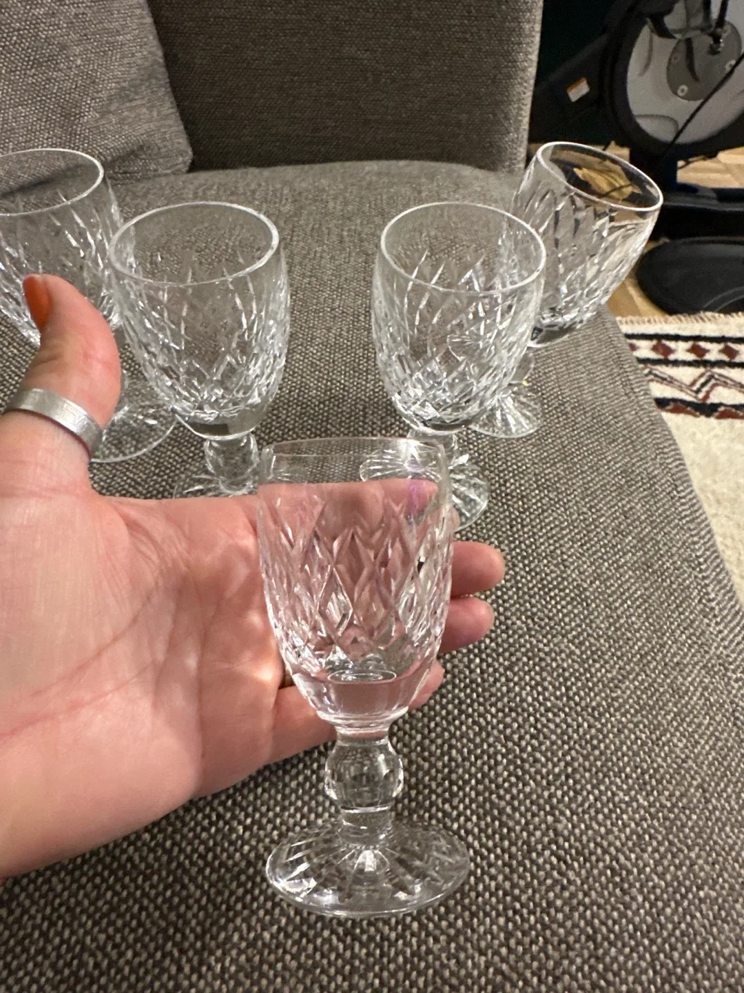 Set of 5 Crystal Cordial Glasses image indicator(3)