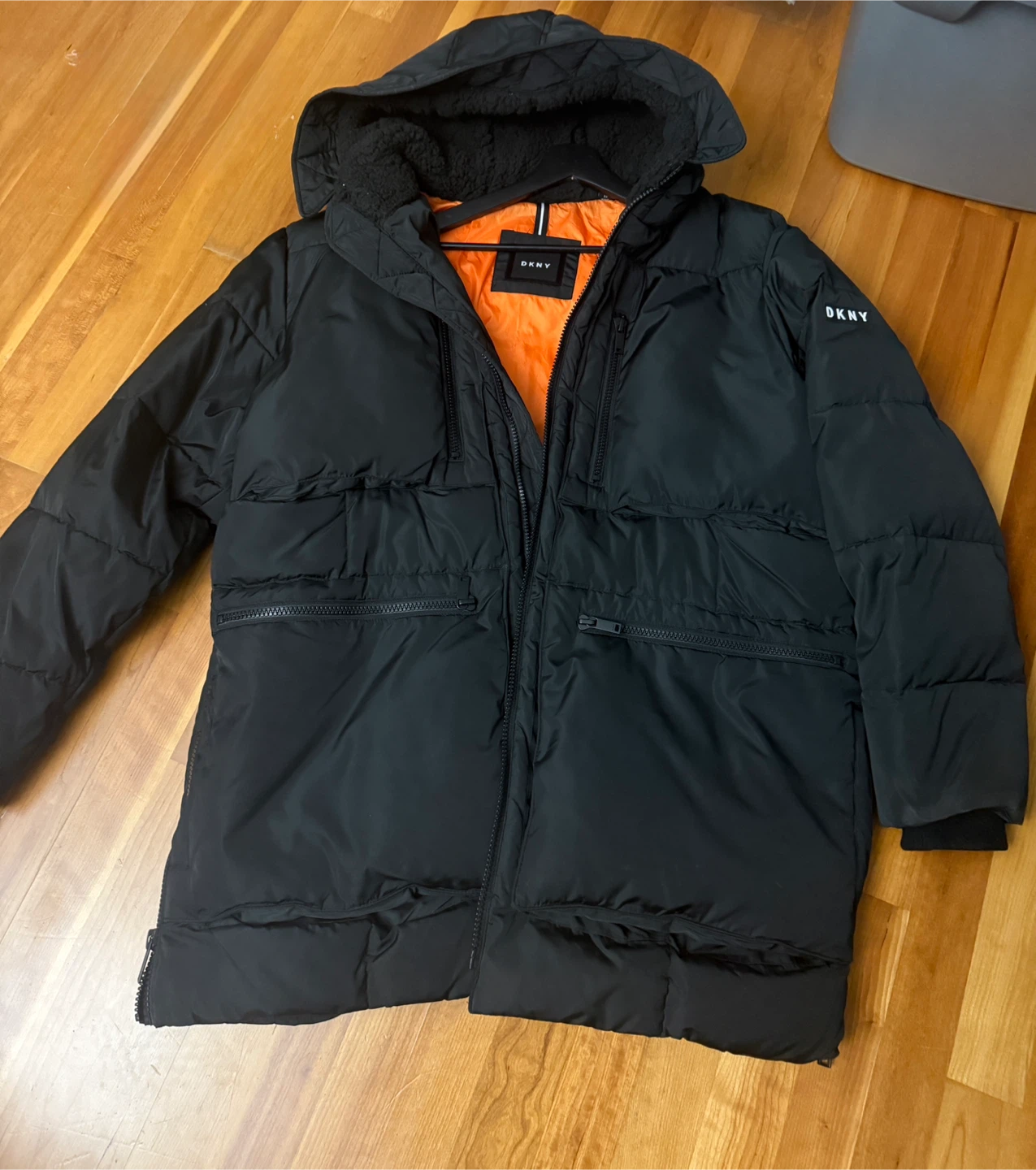 DKNY Men’s Ultra Loft Quilted Parka with Sherpa Hood –  XL - photo 2